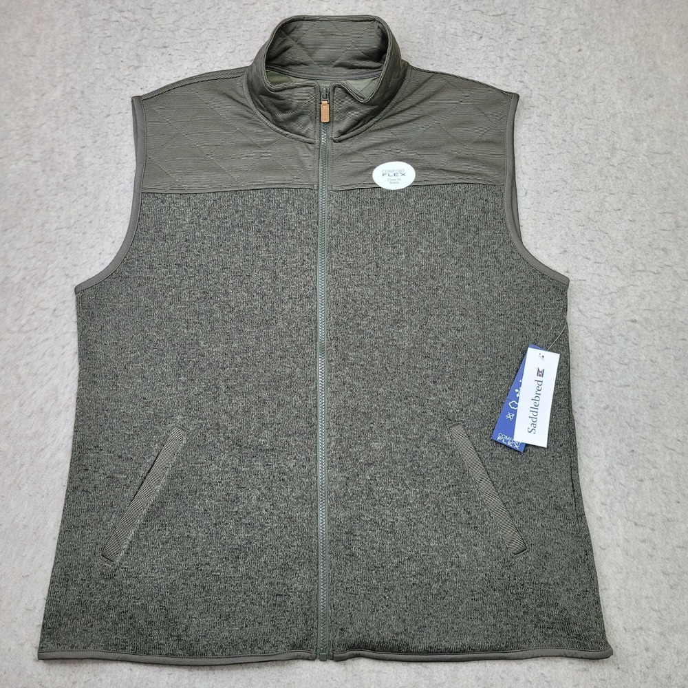 Saddlebred Comfort Flex Vest Mens Large Green Quilted Mock Neck‎ Golf NEW